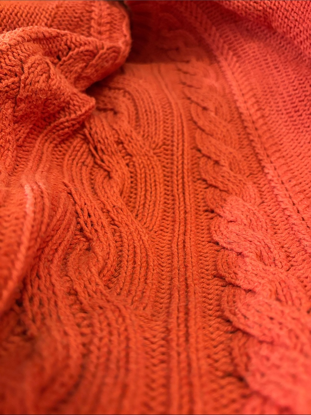 LOFT Orange Cable Knit Short Sleeve Crewneck Sweater - Picture 3 of 3